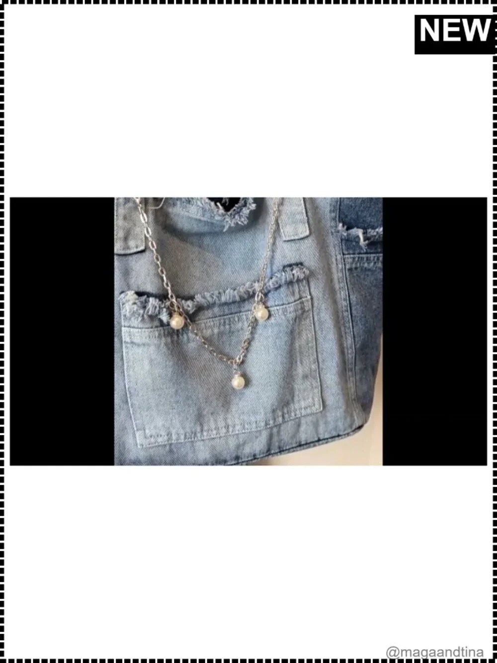 Large Denim Tote Hobo Jean Handbag Everyday Shoulder Bag